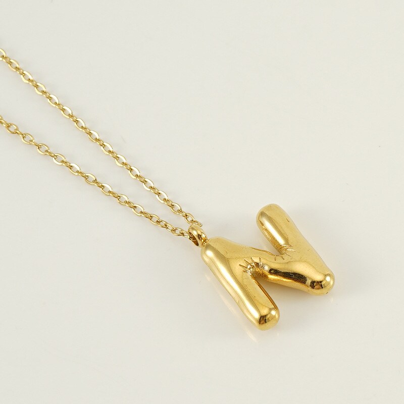 Gold color / 1 Piece Simple Series Simple Letter N Stainless Steel 18K Gold Plated Women's Pendant Necklaces Picture14